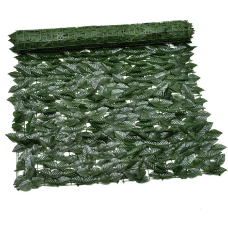 Clôture Artificielle de Feuilles de Lierre artificielles, Écran de clôture antivol de Jardin extérieu,Mur Vegetal clôtures décoratives Faux Fond d'écran d'herbe-100300CM (Feuille de pomme)