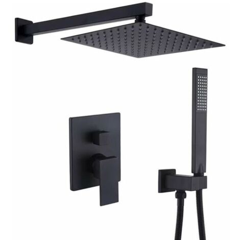 Ugreat – Colonne de douche encastrée – Douche à effet pluie 25cm – Acier inoxydable et laiton – Noyau de valve anti-brûlure – Installation facile - 25x25cm-