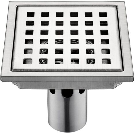Siphon de sol en acier inoxydable, 1 pièceFiltre carré avec tuyaud'évacuation en acier inoxydableAnti-odeurs, antirefoulement, étanche11 × 11 cm, 11 mètres cubes