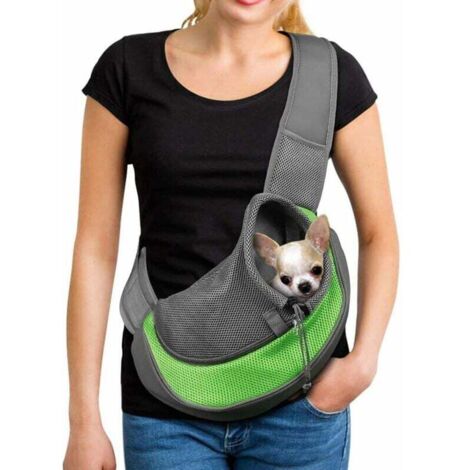 Ahlsen Sac de Transport Portable Chien Sac Bandoulière Filet Respirant pour Chien et Chat Chiot épaule pour Animaux de Compagnie Sling Sac Transporteur Réglable Sac de Voyage pour Petits Animaux Chien
