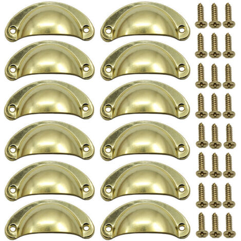 Ahlsen Poignée Bouton de Porte Décoration Rétro pour Meuble Tiroir Poignée de Coquille Vintage pour Tiroir Armoire Meuble Cuisine Fer Incurvé Bouton de Porte de Placard Retro Pour Armoire(12PCS) (1/5)