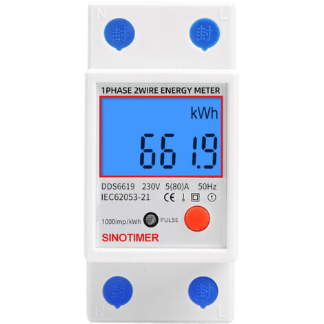 Ahlsen – Sous compteur électrique monophasé 80A – Tension 230V – Affichage LCD – Suivi consommation en temps réel – Compatible tableaux modulaires