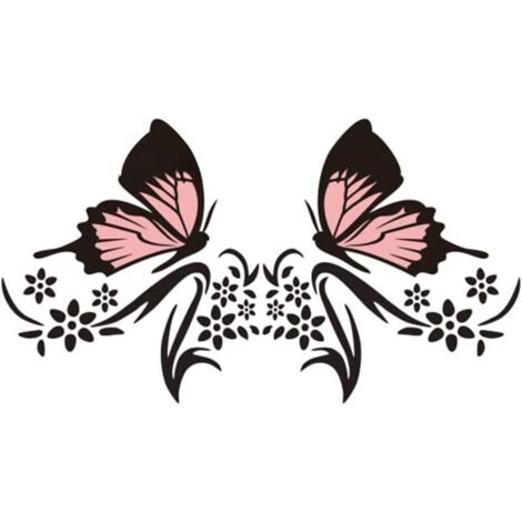 CCYKXA （Noir + Rose）2 Pcs Autocollant de Bande de Capot de Voiture, Papillon Fleurs Motif Graphiques Autocollant de Carrosserie de Voiture Étanche Autocollant pour Voitures SUV Camions Ordinateur