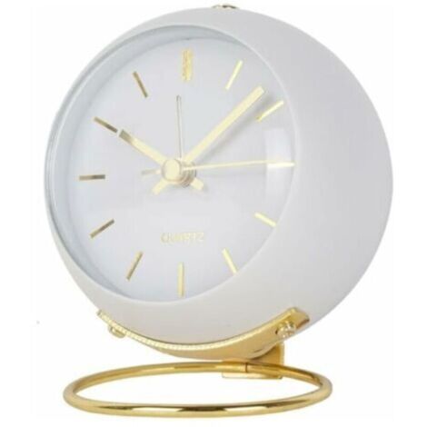 Ahlsen Réveil Analogique avec Lumières, Petit Réveil Rétro Silencieux Réveil Chevet Étudiant Pointeur Lumineux Horloge,Convient aux Gros Dormeurs, Placé sur Le Bureau, Le Chevet, Le Salon (Blanc),