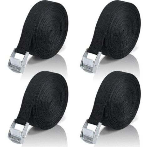 CCYKXA 1M Sangle d'Arrimage, 4 Pièces Sangle à Cliquet avec Boucle de Serrage en Alliage de Zinc pour Fixation Moto/Voiture/Porte Vélo/Bagage/Déménagement Puissance de Traction