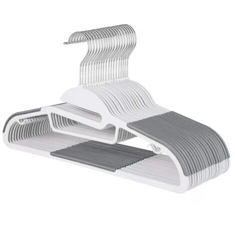 CCYKXA Lot de 10 cintres en plastique (ouverture en forme de S) avec barre horizontale en caoutchouc antidérapant pivotant à 306° pour adultes, cintres robustes pour costumes, vêtements humides (1/4)