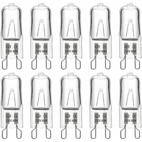 CCYKXA Ampoule Halogene G9 40W 230V, Lot de 10-1342mm, 480LM 2900K Blanc Chaud Dimmable, G9 Ampoules Capsule, pour Lustres, Lampes de Paysage, Appliques Murales, Éclairage d'armoire (1/4)