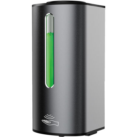 Ahlsen – Distributeur de savon liquide automatique mural 380 ML – Capteur sans contact – Gris argenté mat – Installation facile (1/5)