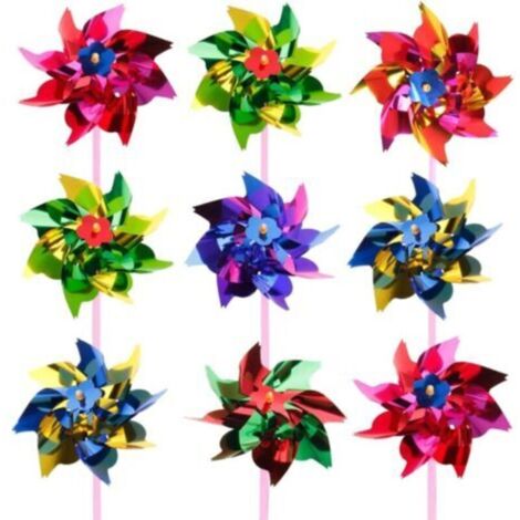 Ahlsen – Lot de 100 moulins à vent en plastique – Anti-pigeons et décoratifs – Longueur 34 cm – Pour jardins et fêtes