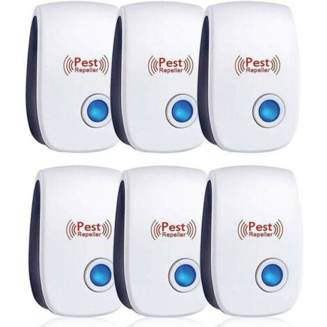 Repulsif Ultrasons, Ultrason Souris Lot de 6, Ultrason Souris et Rat Efficace Contre Souris,Rats,Mouches,Moustiques,Insectes Nuisibles,Araignées,Cafards, Sûr et Non Toxique