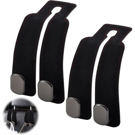 Ahlsen Lot de 2 crochets pour appuie-tête de voiture,Crochets pour Siège de Voiture Universel Support Crochet D\'appui-Tête de Aiège Arrière de Voiture Accessoires intérieurs de voiture Cintre (noir) (1/5)