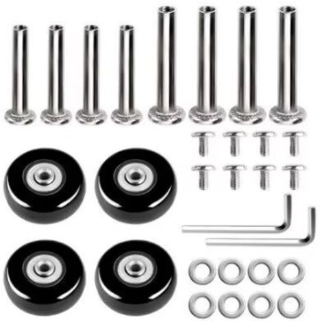 CCYKXA 50 x 18 mm Lot de 4 roues de rechange pour valise à bagages, roulettes pivotantes en caoutchouc Roulements Kits de réparation (1/4)