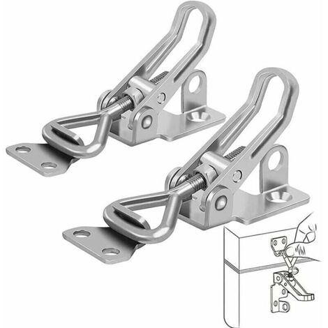 Loquet Bascule Acier Inoxydable, 2 Pièces Loquet à Bascule Métal, Fermeture Levier, Pas de Rouille, Fixation Solide, Pince Loquet Loquet Bascule, pour Fixation et Serrage des Valises d\'Armoires Porte (1/5)