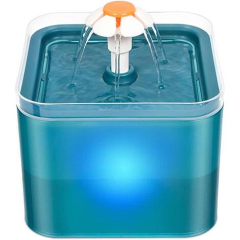 FAMILLE Distributeur d'eau pour chat 2L ， Abreuvoir pour chat avec filtre à charbon actif ， Fontaine pour animaux de compagnie super silencieuse avec lumières LED (vert)