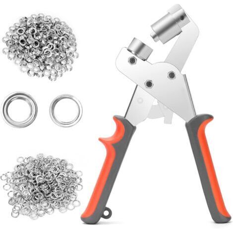 CCYKXA Pince à Oeillets Professionnelle, Pince à œillets Multifonction, avec 100 Oeillets (Ø Intérieur 10mm), pour Bâche Cuir Carton Tissu PVC