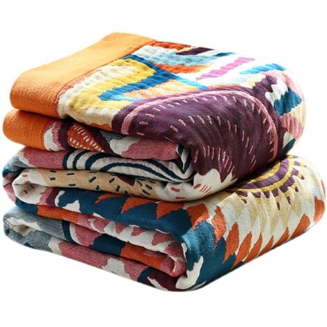 CCYKXA Couverture style bohème - 150 x 200 cm - Avec motifs - En coton tissé - Réversible - Pour regarder la télévision ou sur une chaise, lit simple