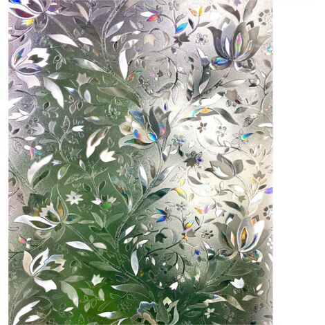 Ahlsen 3D Film pour Fenêtre Film Electrostatique Protége Intimité Anti-UV Décoratif Film Vitre Anti Regard Motif Tulipes Fleurs 60×200cm (1/5)