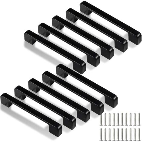 Ccykxa – Poignées de cuisine 128mm – Lot de 10 pièces en alliage de zinc noir – Résistantes à la rouille – Pour portes et tiroirs (1/5)