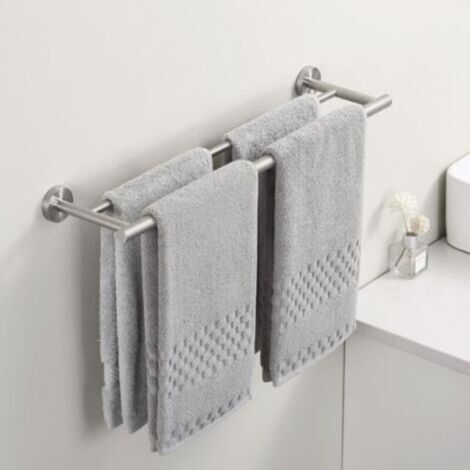Ccykxa – Porte-serviettes mural double 60 cm – Acier inoxydable SUS 304 brossé – Résistant à la corrosion – Conception à double couche pour séchage rapide (1/5)