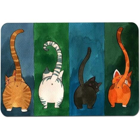 CCYKXA Paillasson d'entrée facile à nettoyer - Motif chat - Robuste et antidérapant - Pour la salle de bain ou la maison - 40 x 60 cm (1/5)