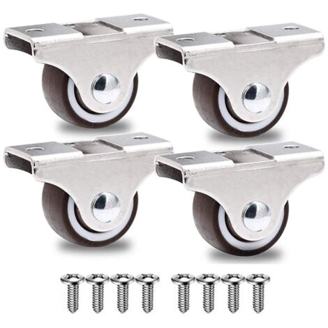 Ccykxa – Lot de 4 roulettes fixes 25mm – Charge lourde jusqu'à 40kg – Roues en polyuréthane pour sols sensibles – 8 vis incluses