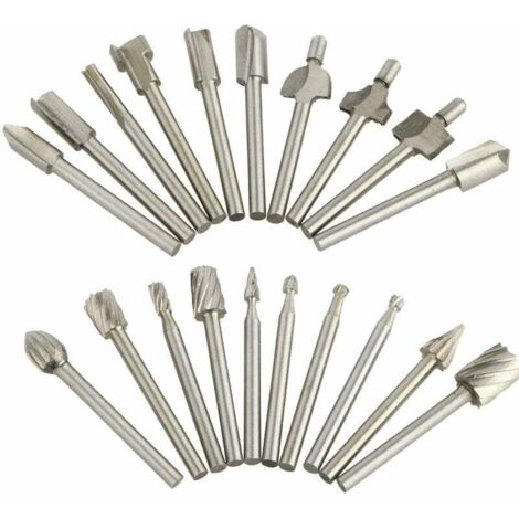 Ahlsen – Pack de 20 fraises de coupe en carbure de tungstène – Pour gravure précise sur bois, plastique et acrylique – Tige 3,17 mm