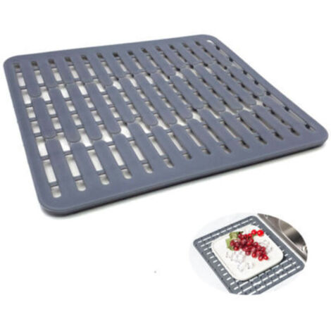 32.5x28.7x1.1cm，gris– Tapis de fond d'évier en silicone ou protège évier - Petit format