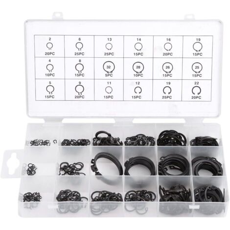 Ccykxa – Assortiment de 300 circlips externes en métal – Kit de retenue pour roulements et engrenages – 12 tailles variées pour applications industrielles (1/5)