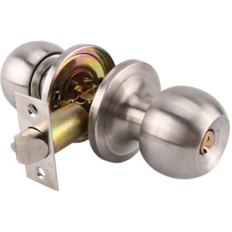 en forme boule ronde en acier inoxydable Argent Poignée de porte d\'entrée de serrure type de double boucle avec clés