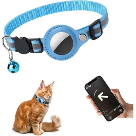 Collier GPS Chat avec Tracker Collier Chat Anti étranglement Collier Chat Personnalisable Chaton Chat avec Nom et Tel(Bleu)