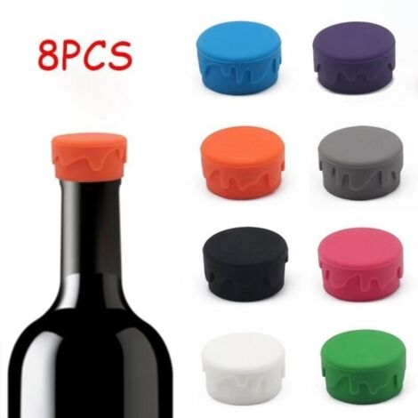 Bouchon Bouteille Vin,Bouchon de bouteille en silicone,Couvercle du Boisson,Bouchon de Champagne Hermetique,Pour Bière,Cava,Whisky (1/4)