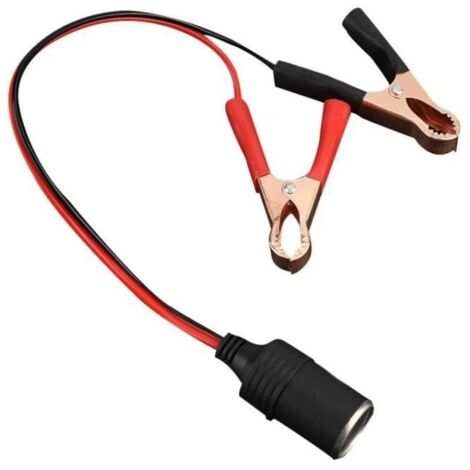Drfeify prise allume-cigare à clip de batterie Adaptateur de prise femelle allume-cigare de voiture à la batterie Câble de pince