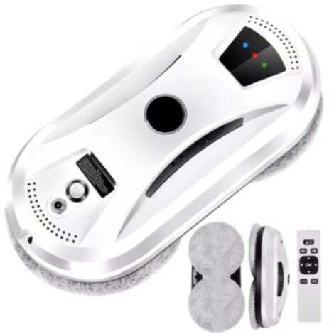 Robot Laveur de Vitres, Nettoyeur de vitres Electrique, Télécommande, Navigation IA, 10 lingettes Lavable Incluses