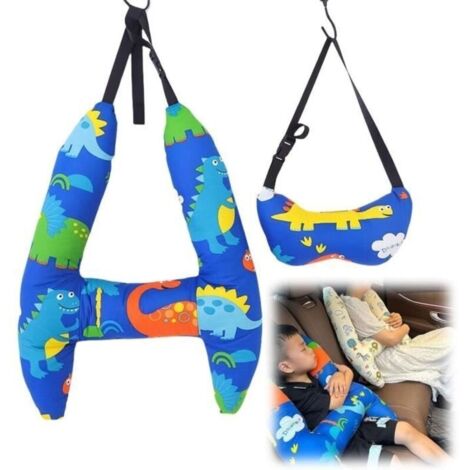 Générique 2 PièCes Coussin Voiture Enfant Lavable Repose Tete Cale Maintien Cale-TêTes pour SièGes Auto OreillerDe Voyage(Bleu)
