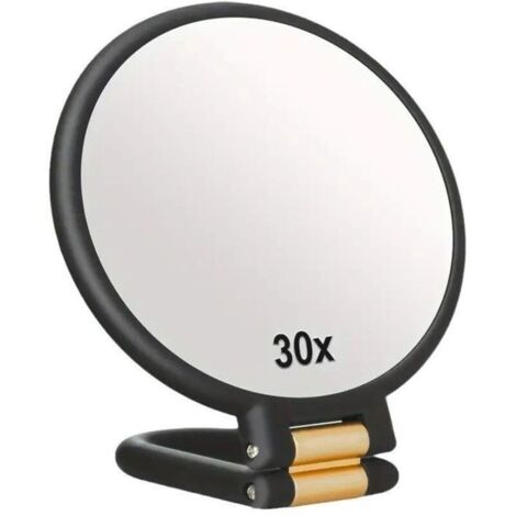 Miroir grossissant x30, Miroir à Main avec poignée, Miroir Double Face avec grossissement 30x/1x, Miroir de Voyage Essentiel