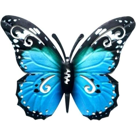 Papillons en métal pour l\'extérieur - Grand papillon - Décoration murale en métal 3D à suspendre