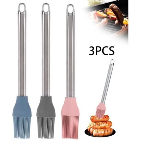 Pinceau Cuisine,Pinceau à huile de cuisson,Pinceau Alimentaire en Acier inoxydable,Pinceau à barbecue en Silicone,pour pâtisseri (1/4)