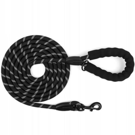 (Noire)Laisse pour chien 3 m - Corde épaisse - Réfléchissante - Confortable
