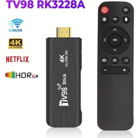 TV Box Stick Android TV HDR Set Top OS 4K BT5.0 WiFi 6 2.4&5.8G Android 10 Smart Sticks Lecteur MultiméDi