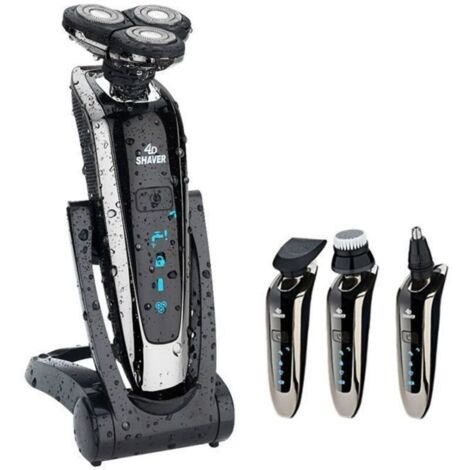(Noir)Rasoir Electrique Homme Humide & Sèche Rasoir Rechargeable avec 3D Têtes Rotatives Ecran LCD Rasoir portable, Noir