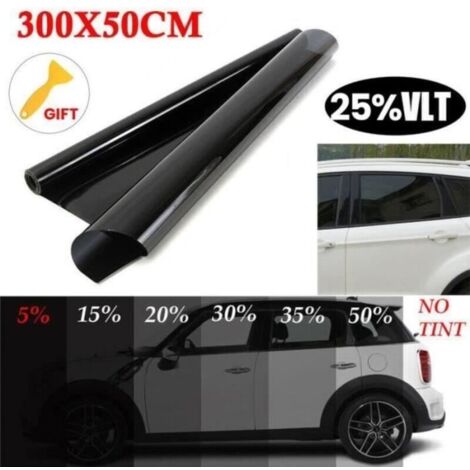 PARE-SOLEIL - BANDE SOLAIRE - FILM SOLAIRE 25% Film Teinté Fenêtre pour Voiture Vitre Membrane de Protection Solaire Autocollant de
