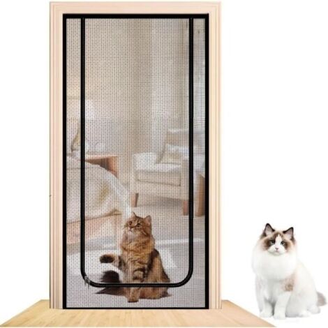 Moustiquaire Porte Fenêtre, Moustiquaire Anti-Chats, Porte Moustiquaire avec Fermeture Éclair, Rideau de Porte pour Animaux,90x210cm