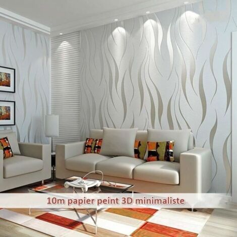 10M Papier Peint 3D Intissé Moderne Minimaliste Courbes Brillance pour Chambre Salon TV Fond