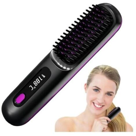 Brosse Lissante Sans Fil Mini Lisseur Cheveux Sans Fil Brosse Chauffante Lissante Lisseur Barbe Homme USB Recharg BROSSE SOUFFLANTE