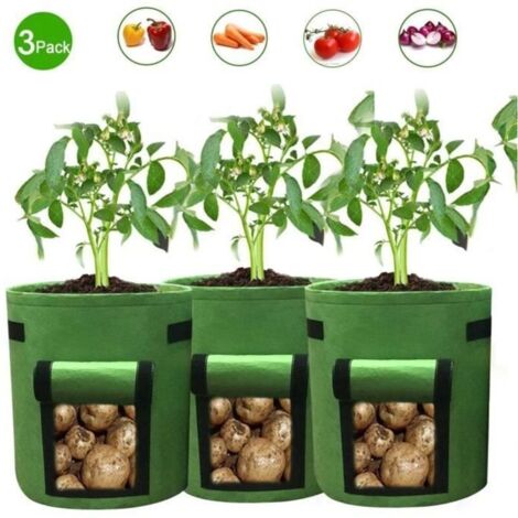 3 PC Sacs de culture de pommes de terre Pochette de plantation Pots en tissu Sacs en tissu respirant de qualité supérieure pour
