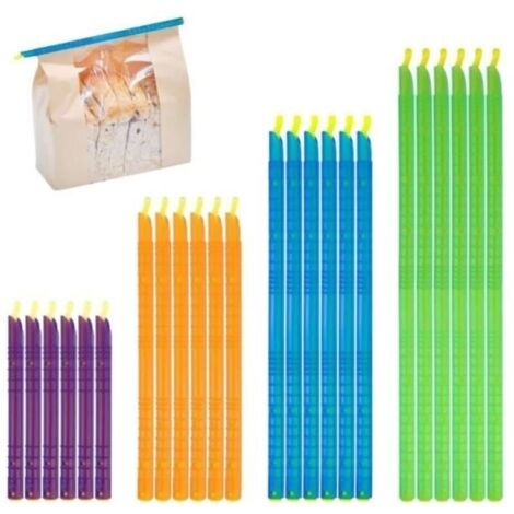 Fermeture Sachet Alimentaire, 24 Pièces Clip Fermeture Sachet, Anylock Pince Sachet pour Cuisine, Maison, Stockage de Camping