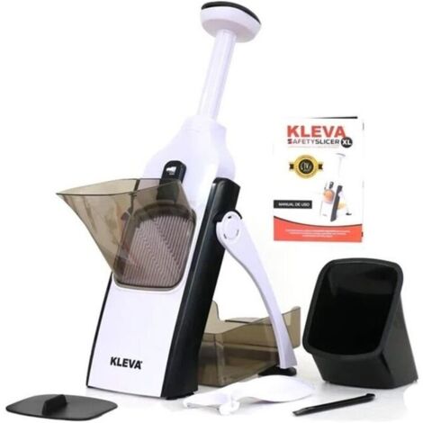 (Blanc et Noir)Safety Slicer XL – Mandoline Coupe Légumes Multifonctions – Coupez tous vos aliments en tranches, juliennes, bâtonnets ou dés