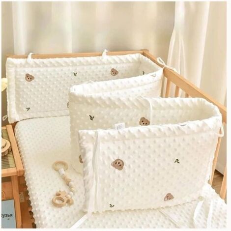 (Blanc)Tour De Lit Bébé,Douce Tour De Lit Respirant,Lavable Protection Barreaux Lit Bébé pour La Sécurité De Bébé,140x28cm