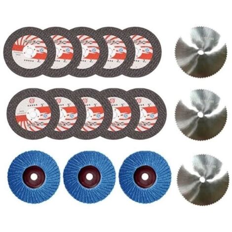 16 PièCes 75X10Mm Angle Meule Ensemble Bois MéTal Disque de Coupe HSS Carbure Feuille de Polissage pour 12V Mini Meuleuse D\'Angle