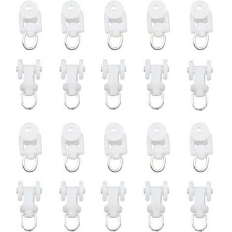 (20 Groupes de Rouleaux)Rouleaux de Rail de Rideau,transporteurs à roulettes pour Rideaux ondulés,Coureurs de draperie Pliables,20 pièces (22x16mm